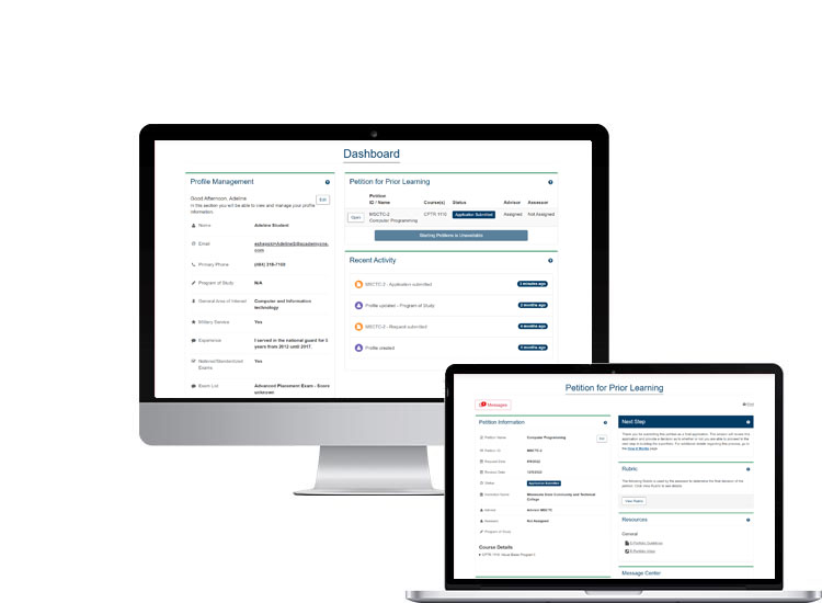 Transfer Experience dashboard and petition Computer Dashboard and Petition
